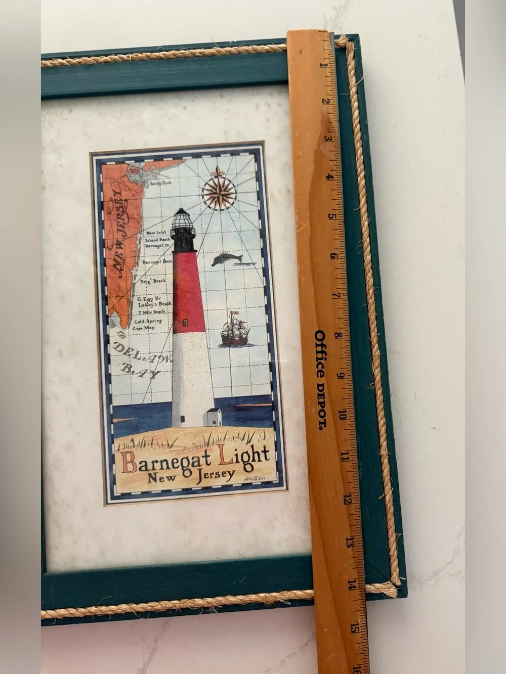 Pier 1 Robert Miller Barnegat Light NJ Lighthouse Framed Nautical Wall Art